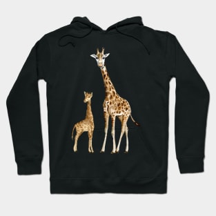 Mama And Baby Giraffe Wildlife Hoodie